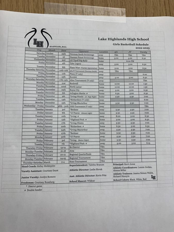 Ladycats Basketball Schedule. 